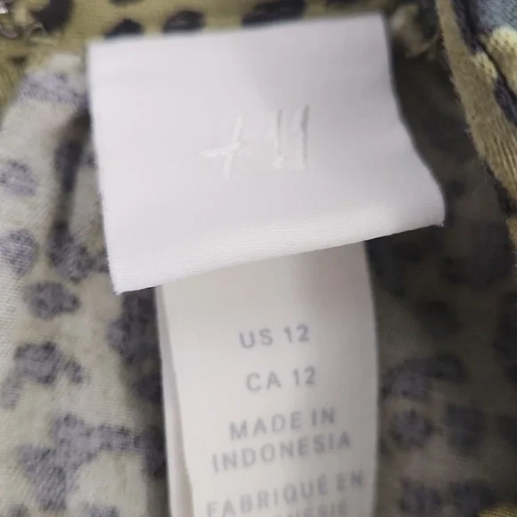 H&M Green Black Oversized Leopard Print Dress. Size 12 - Picture 6 of 9